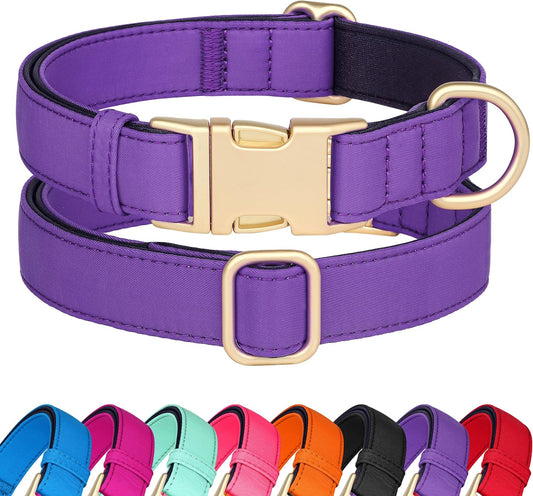Didog Soft Padded Dog Collar for Large Dogs, Colorful and Durable Pet Collar with Quick Release Buckle, Light and Breathable for Daily Walking, Purple, L