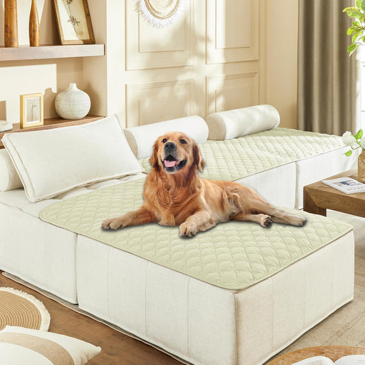 gogobunny 100% Double-Sided Waterproof Dog Bed Cover Pet Blanket Sofa Couch Furniture Protector for Puppy Large Dog Cat, Reversible (40x50 Inch (Pack of 1), Dark Cream/Light Cream)