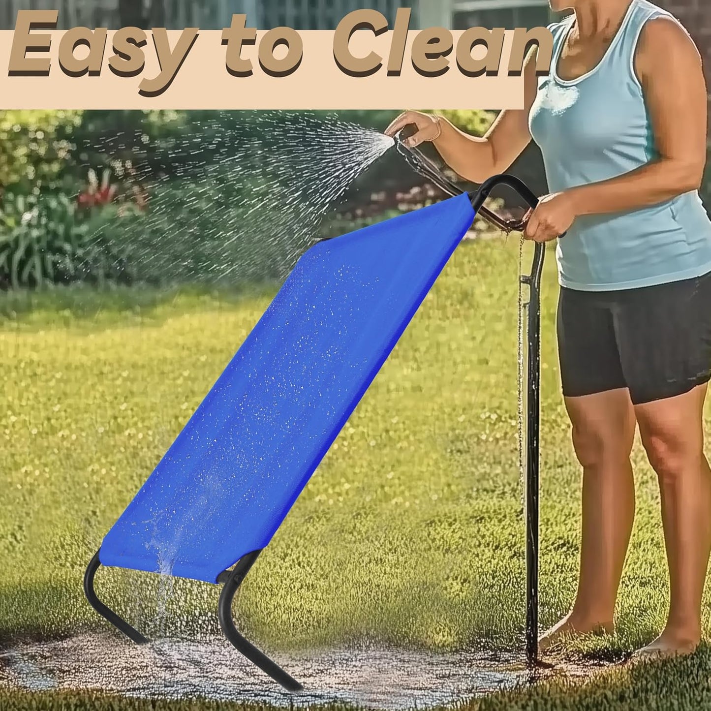 PHYEX Elevated Dog Bed for Large Dogs, Raised Dog Bed with Breathable Mesh, Dog Cot Bed with Sturdy Steel Frame for Indoor & Outdoor Use, Non Slip, Easy to Clean, 50.5 Inches, Blue