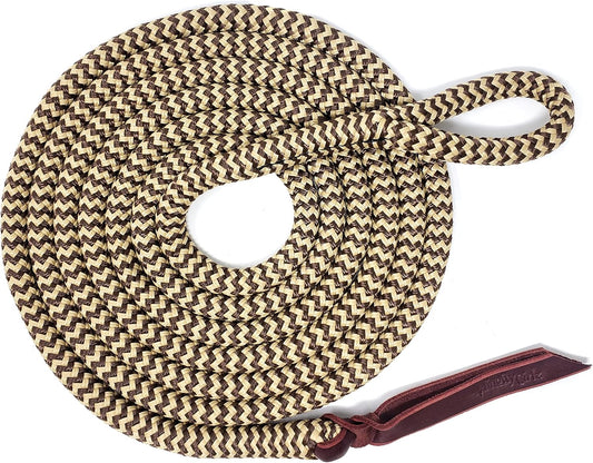 Double Braid Lead Rope with Eye Splice Loop, 12-14FT Lengths (Brown with Beige, 12 ft.)