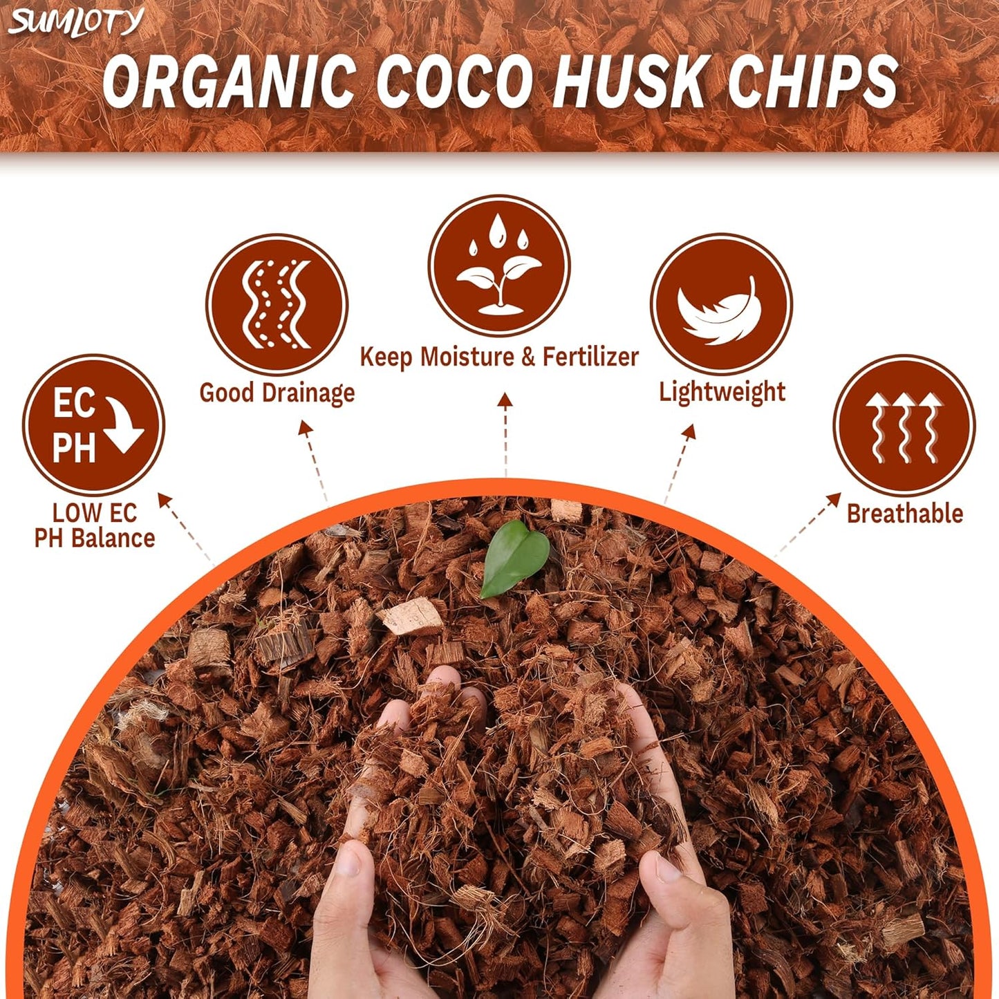 3 Pack Cocount Husk Chips-3.3LB Organic Coco Chips with Low EC & PH Balanced, High Expansion Coconut Substrate Coco Husk Mulch for Garden Flowers, Planting, Reptile, Indoor & Outdoor