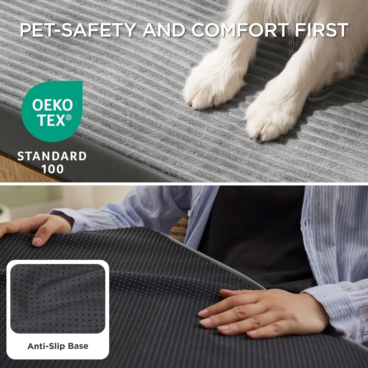 Bedsure Dog Bed Medium Size Dog - Orthopedic Pet Beds with Removable Machine Washable Cover, Egg Crate Foam Puppy Pad, Suitable for Pet Up to 35 lbs, 29"x18"