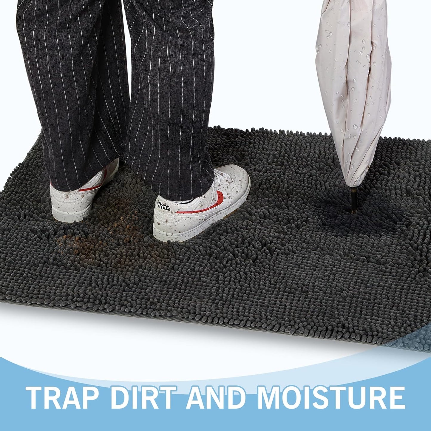 Amyracel Dirt Trapping Door Mat, 36" x 48" Large Absorbent Dog Door Mat for Muddy Paws, Quick Dry Non Slip Chenille Mud Mat for Dogs, Machine Washable Entry Indoor Entryway Rug for Inside Floor