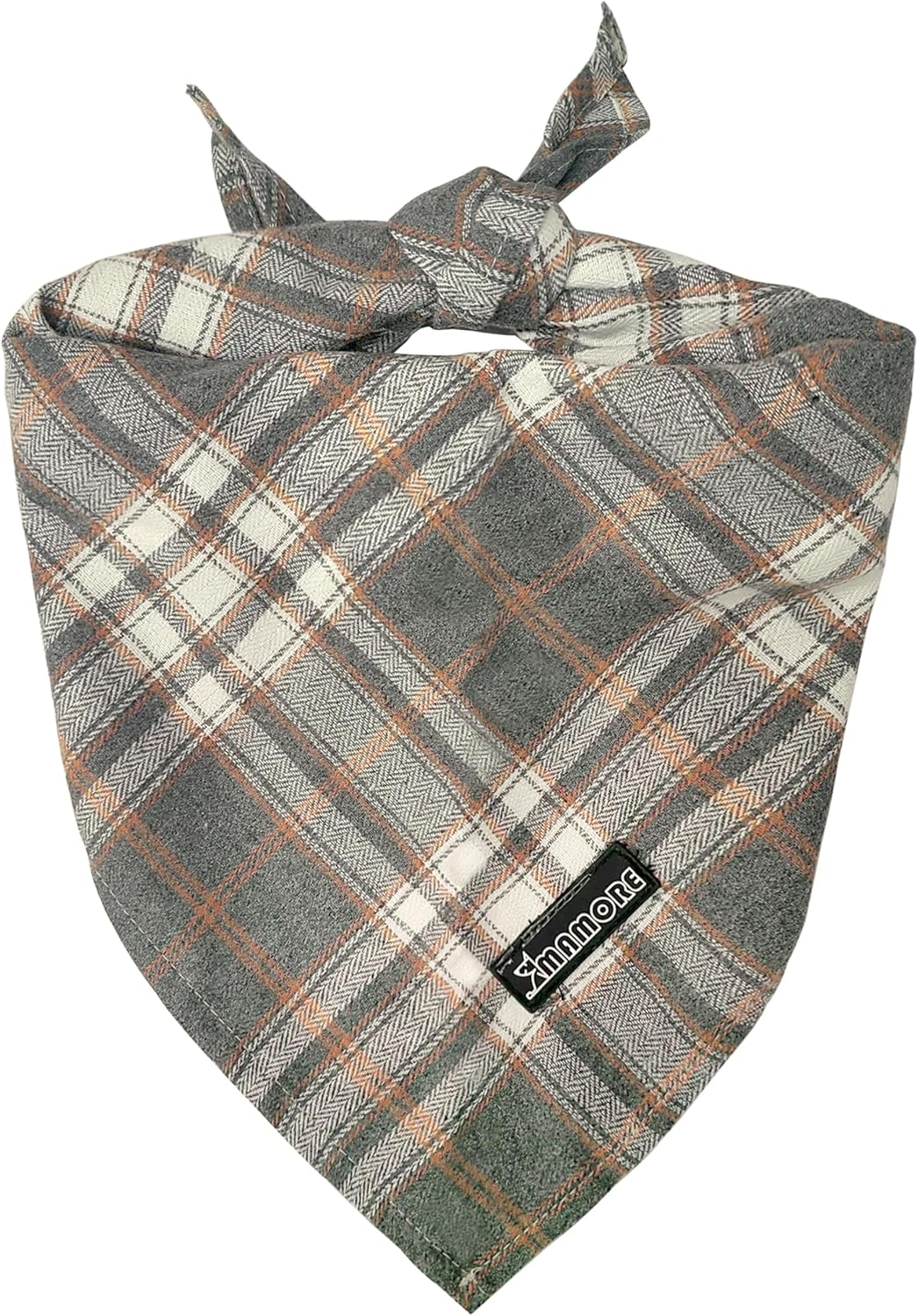 Adjustable Plaid Dog Bandanas,1PC Soft Washable Cotton Triangle Bib Kerchief Scarfs for Small Medium Large Dogs and Cats (Grey, Large)