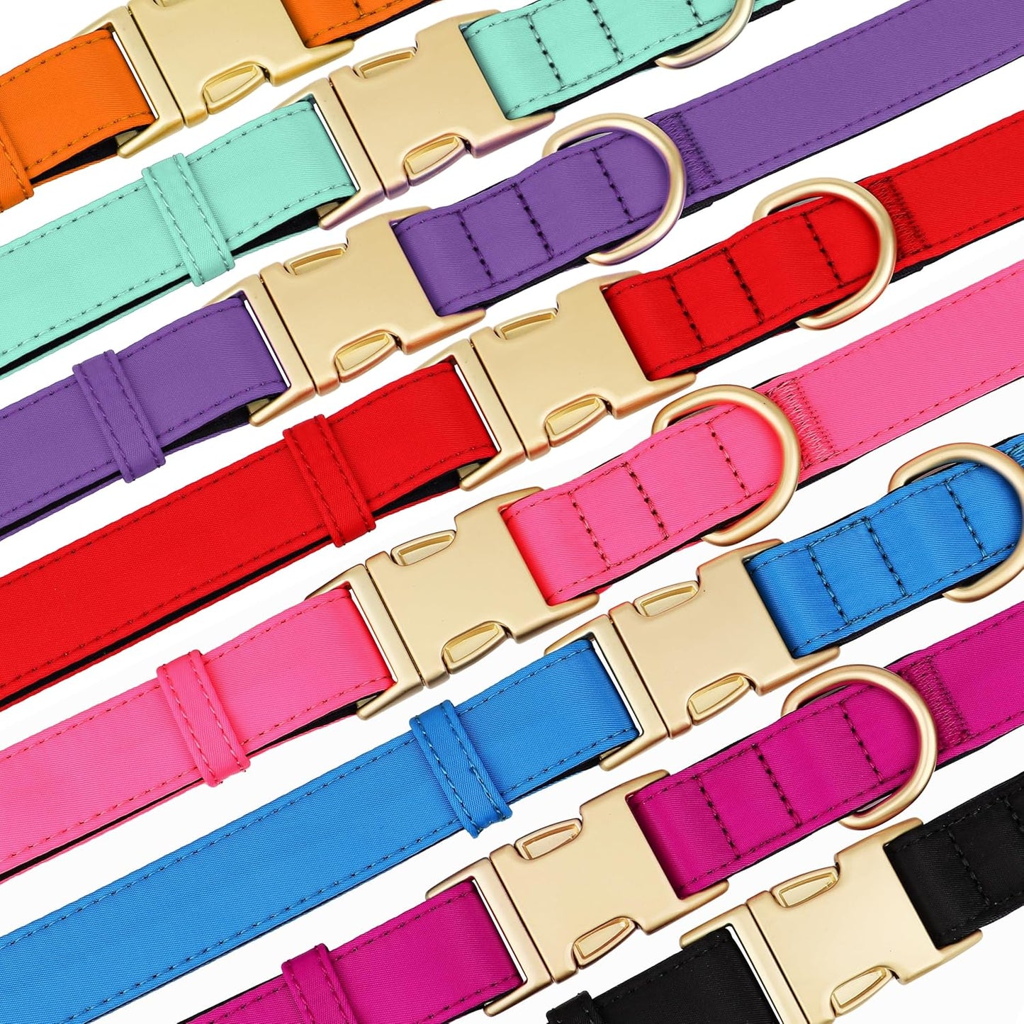 Didog Soft Padded Dog Collar for Large Dogs, Colorful and Durable Pet Collar with Quick Release Buckle, Light and Breathable for Daily Walking, Rose Purple, L