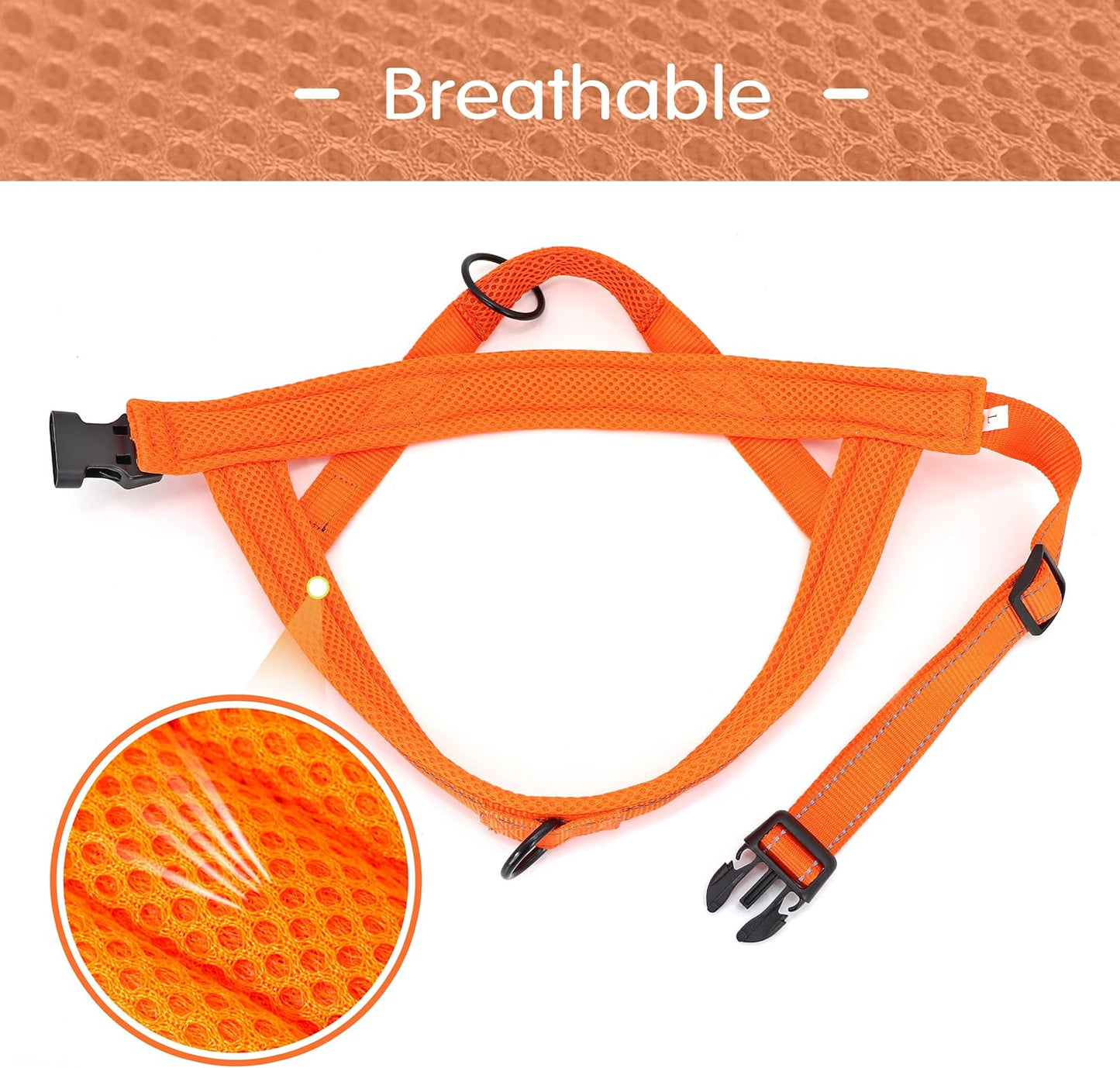 Didog No Pull Dog Harness with Soft Mesh Padded,Reflective & Quick Fit Light Weight Dog Strap Vest Harness,Easy for Walking Training (XS:Chest 15-18", Orange)